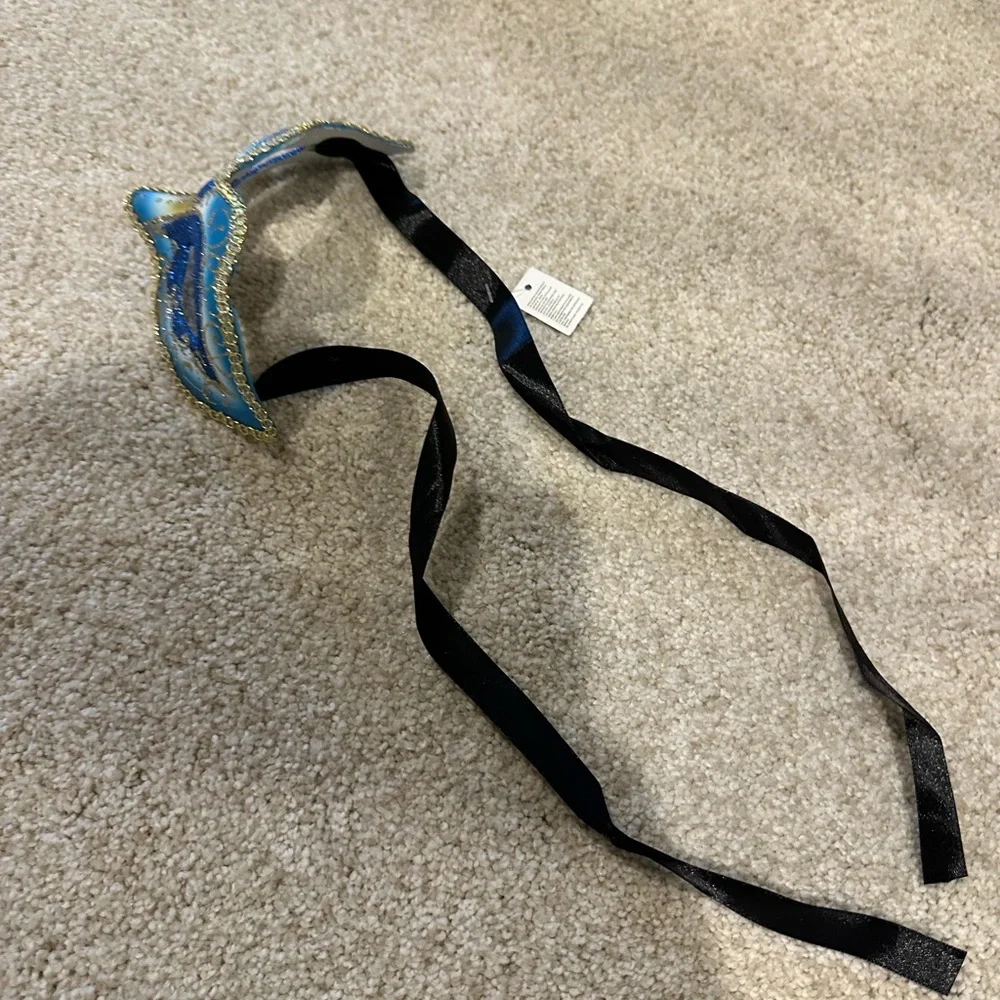 Blue and Gold Masquerade Mask